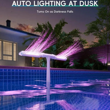 Vibrant Solar Pool Fountain with RGB LED Lights & Remote Control | Dual Arch Design for Stunning Night Displays 3