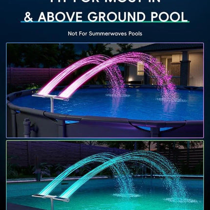 Vibrant Solar Pool Fountain with RGB LED Lights & Remote Control | Dual Arch Design for Stunning Night Displays 4