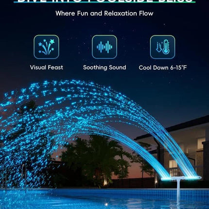 Vibrant Solar Pool Fountain with RGB LED Lights & Remote Control | Dual Arch Design for Stunning Night Displays 5