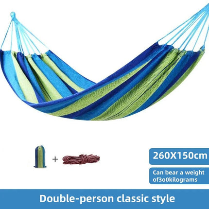 Vibrant Striped Canvas Hammock | Durable Double Swing Bed for Relaxation 0