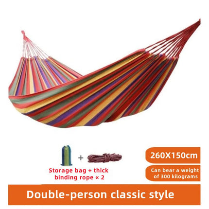 Vibrant Striped Canvas Hammock | Durable Double Swing Bed for Relaxation 4