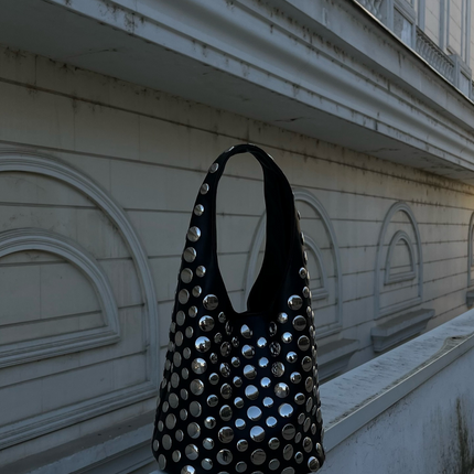 Vienna Collection | Studded Rivet Bag with Soft Slouchy Design | Statement Accessory for Night Out 0