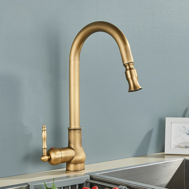 VintageTap | Antique Brass Kitchen Faucet with Swivel Spout | Elegant Design for Retro Kitchens 1