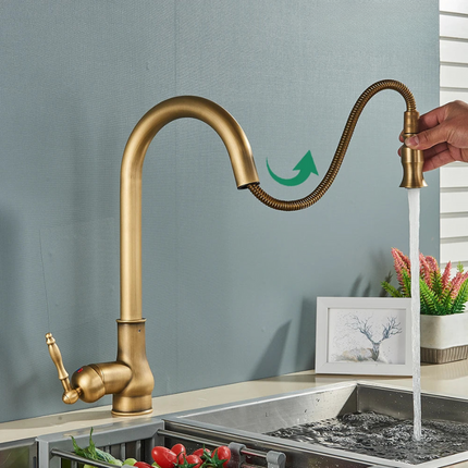 VintageTap | Antique Brass Kitchen Faucet with Swivel Spout | Elegant Design for Retro Kitchens 2