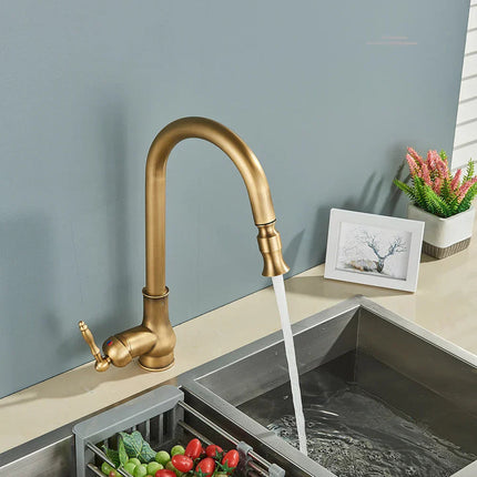 VintageTap | Antique Brass Kitchen Faucet with Swivel Spout | Elegant Design for Retro Kitchens 4