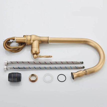 VintageTap | Antique Brass Kitchen Faucet with Swivel Spout | Elegant Design for Retro Kitchens 8