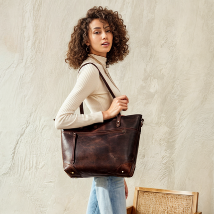 Vintage Collection | Leather Tote Bag with Adjustable Strap | Spacious Design for Everyday Elegance 2