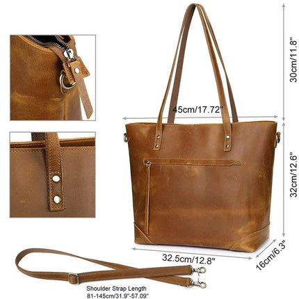 Vintage Collection | Leather Tote Bag with Adjustable Strap | Spacious Design for Everyday Elegance 4