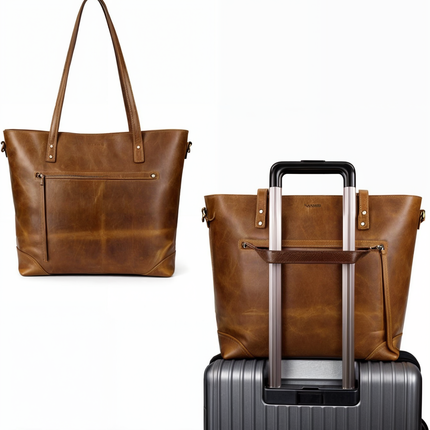Vintage Collection | Leather Tote Bag with Adjustable Strap | Spacious Design for Everyday Elegance 5