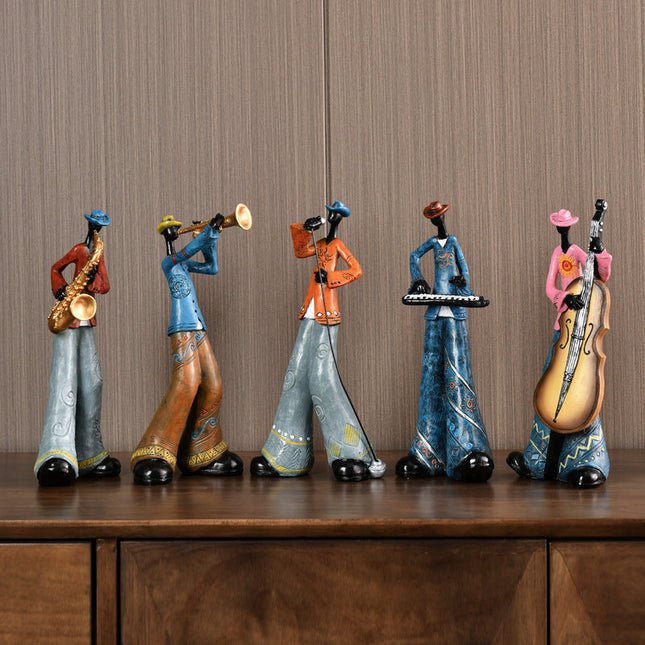 Vintage Jazz Band Figurine | Resin Music Decor Statue with Intricate Detailing | Timeless Home Accent for Music Lovers 1