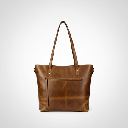 Vintage Leather Tote Bag | Large Zippered Handbag with Adjustable Strap | Stylish Everyday Carry for All Essentials 1