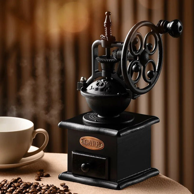 Vintage Metal Coffee Grinder | Hand Crank Burr Grinder with Ceramic Core | Consistent Grinding for Coffee Lovers 0
