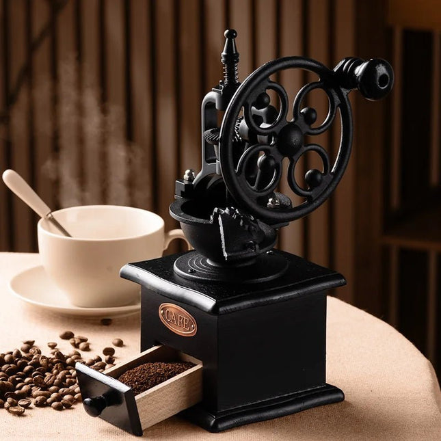 Vintage Metal Coffee Grinder | Hand Crank Burr Grinder with Ceramic Core | Consistent Grinding for Coffee Lovers 1