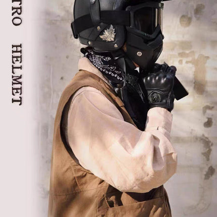 Vintage Motorcycle Helmet | Open Face Design with Detachable Goggles & Mask | Classic Style for Ultimate Protection 4