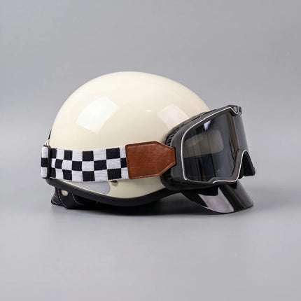 Vintage Racing | Half Helmet with ABS Shell & Adjustable Chin Strap | Lightweight Design for Comfort and Style 2