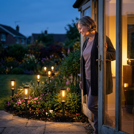 Vintage Solar Pathway Lights with Filament LED Bulb | Elegant Lantern Design for Inviting Garden Glow 1