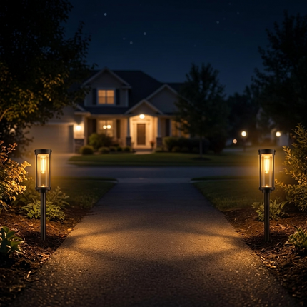 Vintage Solar Pathway Lights with Filament LED Bulb | Elegant Lantern Design for Inviting Garden Glow 2
