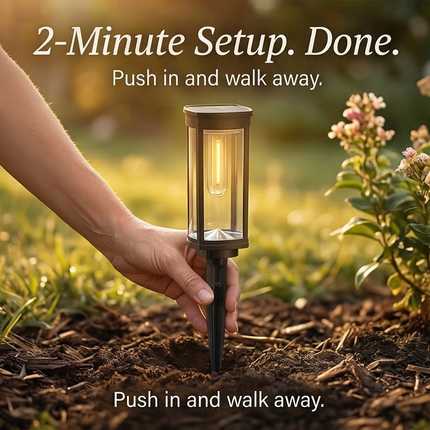 Vintage Solar Pathway Lights with Filament LED Bulb | Elegant Lantern Design for Inviting Garden Glow 5