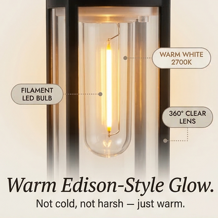 Vintage Solar Pathway Lights with Filament LED Bulb | Elegant Lantern Design for Inviting Garden Glow 7