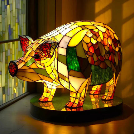 VitraFauna | Artistic Stained Glass Table Lamp with Unique Animal Prints | Stylish Lighting for Cozy Atmosphere 2