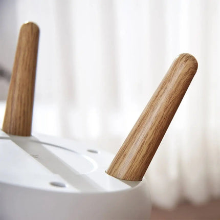 Small Trash Can with Lid, Push Lid Garbage Can with Wood Grain Legs – image 6