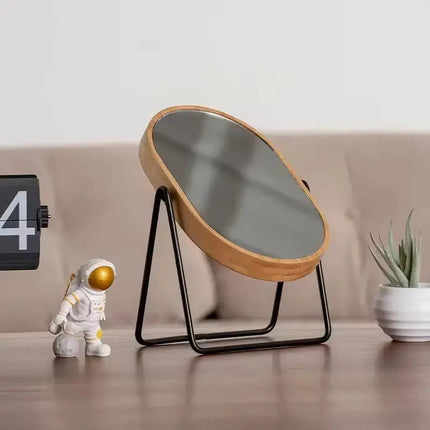 Tabletop Mirror with Bamboo Frame and 360 Swivel – image 5