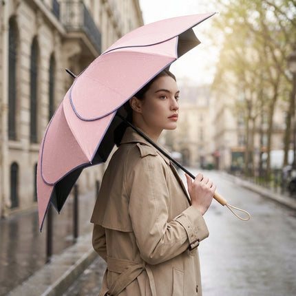 Umbrellas for Women, Parasol Umbrella with UV Resistant Canopy, Flower Umbrella with Wooden Handle