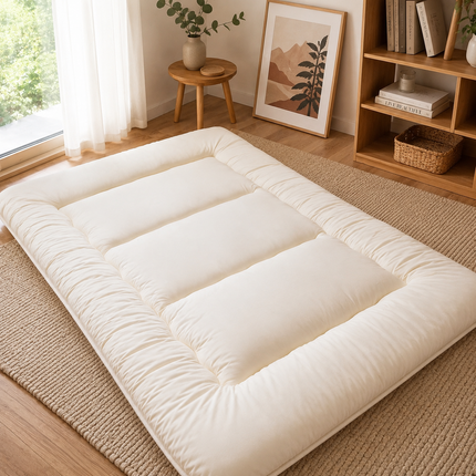 Japanese Floor Bed, 4 Inch Thick Futon Mattress, Foldable Tatami Sleeping Pad, Roll Up Floor Bed for Adults & Kids