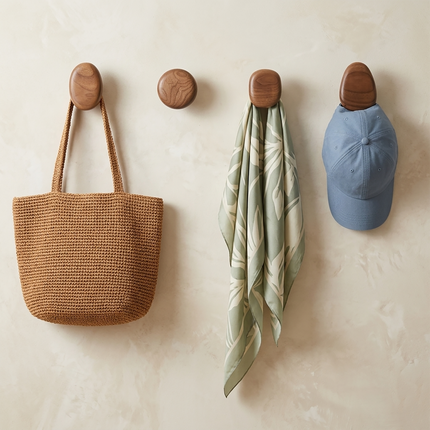 Wooden Wall Hooks Set of 4, Scandinavian Towel Hooks for Bags and Accessories – image 5