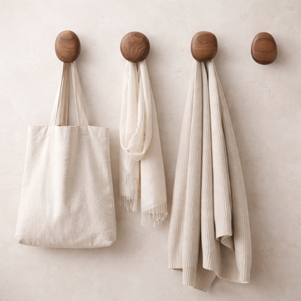 Wooden Wall Hooks Set of 4, Coat Hooks for Wall and Entryway