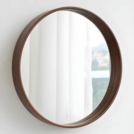 Bathroom Mirror, Round Wall Mirror with Wood Frame