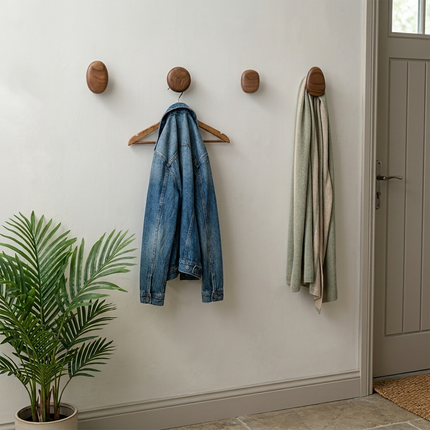 Wooden Wall Hooks Set of 4, Coat Hooks for Wall and Entryway – image 4