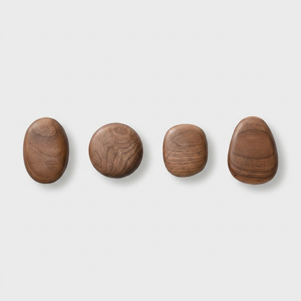 Wooden Wall Hooks Set of 4, Coat Hooks for Wall and Entryway, Scandinavian Towel Hooks for Bags and Accessories