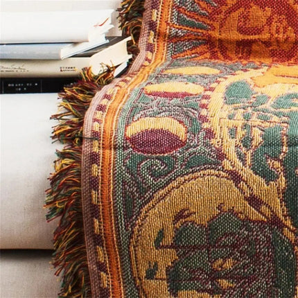 Vintage World Map Cotton Blanket, Woven Blanket for Couch, Bed and Home Decor – image 7