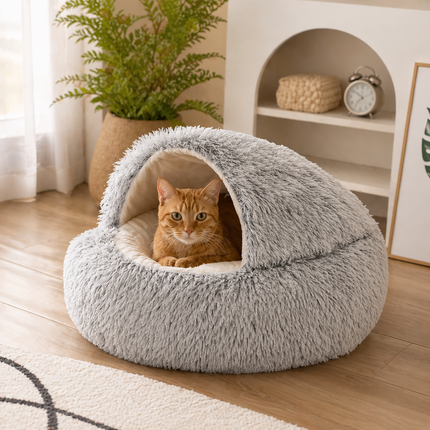 Fluffy Cat Bed, Cozy Cat Cave Bed for Indoor Cats