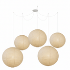 5-lights size: Diameter 16 in + 16 in + 24 in+ 32 in + 32 in / White Lampshade & White Cable