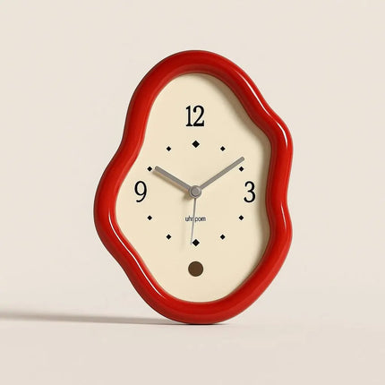 Wooden Table Clock, Wavy Analog Clock for Desk and Shelf Decor, Bedside Clock for Living Room Decor, Housewarming Gift