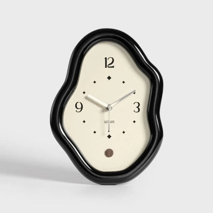 Wooden Table Clock, Wavy Analog Clock for Desk and Shelf Decor – image 8
