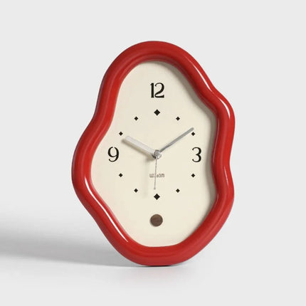 Wooden Table Clock, Wavy Analog Clock for Desk and Shelf Decor