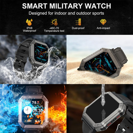 Wayne | Military Smartwatch with Fitness Tracker & Waterproof Design | Rugged Health Monitoring for Active Lifestyles 4