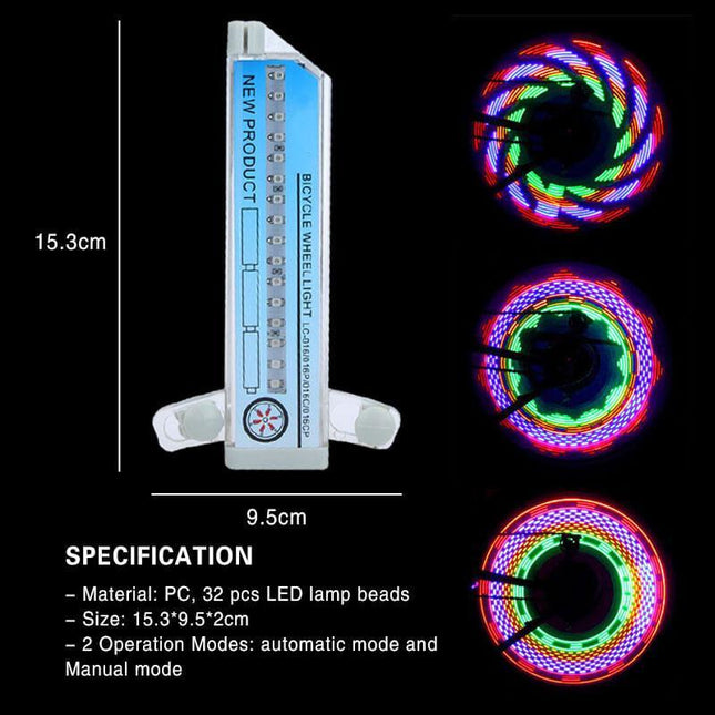 Wearclo | Bicycle Spoke LED Lights with 30 Colorful Patterns | Enhanced Visibility for Safety 0