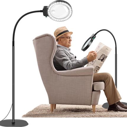 Wearclo | Full-Sided Magnifying Glass with LED Light & Adjustable Gooseneck | Hands-Free Aid for Enhanced Vision 0