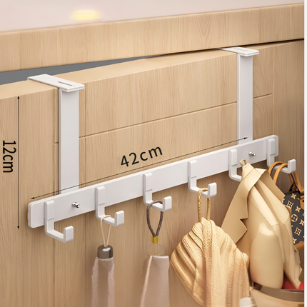 Wearclo | Over-the-Door Hook Rack with 6 Sturdy Hooks for Space-Saving Organization 0