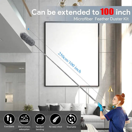 Wearclo | Telescopic Microfiber Duster with Extendable Reach | Flexible Head for Effortless Cleaning 1