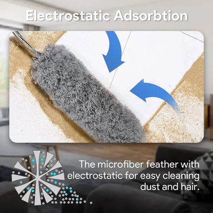 Wearclo | Telescopic Microfiber Duster with Extendable Reach | Flexible Head for Effortless Cleaning 2
