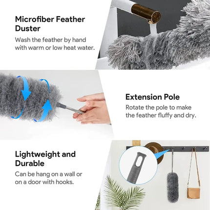Wearclo | Telescopic Microfiber Duster with Extendable Reach | Flexible Head for Effortless Cleaning 3