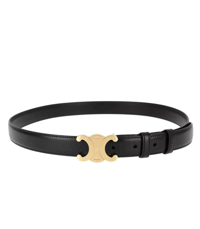 Wearclo | Vintage-Inspired Vegan Leather Belt with Gold CC Logo | Stylish Accessory for Ethical Fashion 0