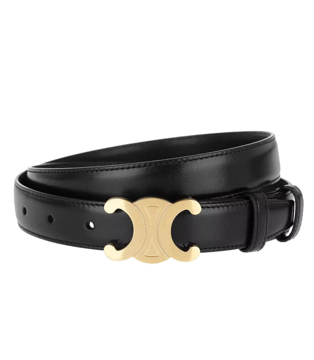 Wearclo | Vintage-Inspired Vegan Leather Belt with Gold CC Logo | Stylish Accessory for Ethical Fashion 1
