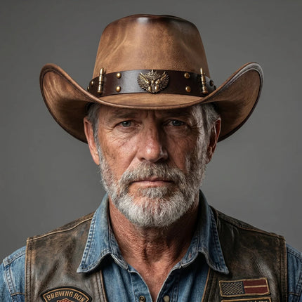 Western Collection | Black Cowboy Hat with Wide Brim & Vintage Accents | Rugged Style for Outdoor Adventures 1