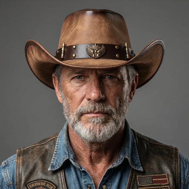Western Collection | Black Cowboy Hat with Wide Brim & Vintage Accents | Rugged Style for Outdoor Adventures 1